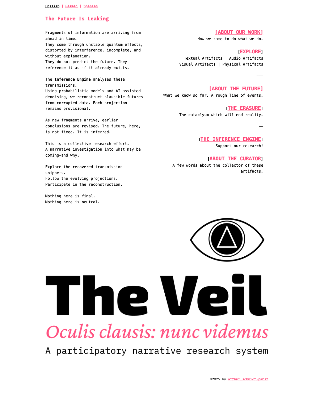 Startseite von The Veil