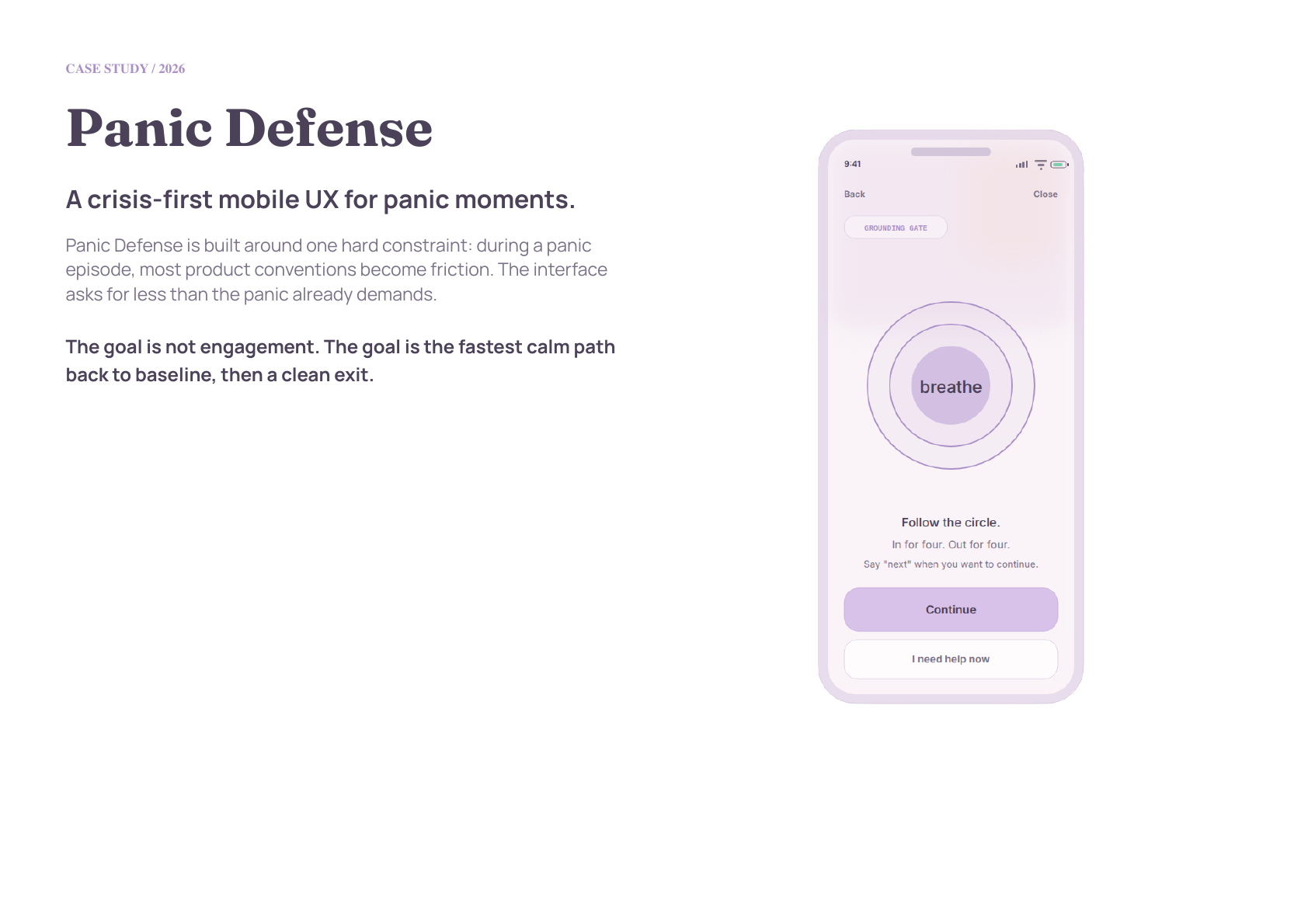 Panic Defense mobile interface case study